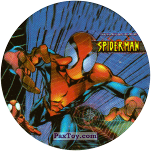 PaxToy.com  Фишка / POG / CAP / Tazo 34 / 76 Spider-Man из Фишки Spider-Man / 76 (Blue)