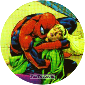 PaxToy.com  Фишка / POG / CAP / Tazo 40 / 76 Spider-Man and Gwen из Фишки Spider-Man / 76 (Blue)