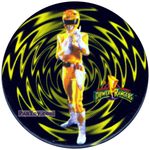 PaxToy.com  Фишка / POG / CAP / Tazo 084 (Mono) - Yellow Ranger из Фишки Power Rangers