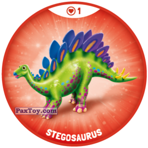 PaxToy.com  Фишка / POG / CAP / Tazo Красная Фишка 01 Храбрые Динозавры - Stegosaurus из OZMO: Динозавры 1 и 2