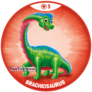 PaxToy.com  Фишка / POG / CAP / Tazo Красная Фишка 05 Храбрые Динозавры - Brachiosaurus из OZMO: Динозавры 1 и 2
