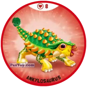 PaxToy.com  Фишка / POG / CAP / Tazo Красная Фишка 08 Храбрые Динозавры - Ankylosaurus из OZMO: Динозавры 1 и 2