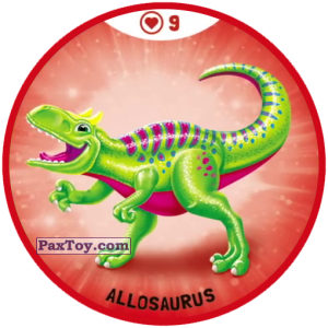 PaxToy.com  Фишка / POG / CAP / Tazo Красная Фишка 09 Храбрые Динозавры - Allosaurus из OZMO: Динозавры 1 и 2