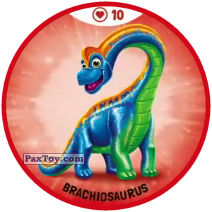 PaxToy.com  Фишка / POG / CAP / Tazo Красная Фишка 10 Храбрые Динозавры - Brachiosaurus из OZMO: Динозавры 1 и 2
