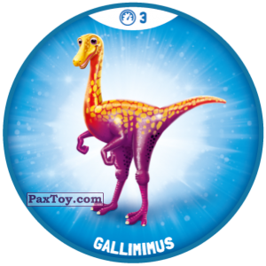 PaxToy.com  Фишка / POG / CAP / Tazo Синяя фишка 03 Быстрые Динозавры - Gallimimus из OZMO: Динозавры 1 и 2