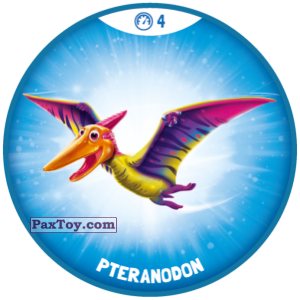 PaxToy.com  Фишка / POG / CAP / Tazo Синяя фишка 04 Быстрые Динозавры - Pteranodon из OZMO: Динозавры 1 и 2
