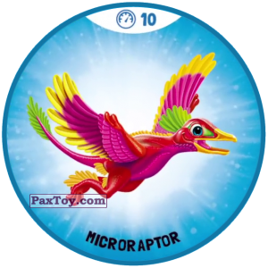 PaxToy.com  Фишка / POG / CAP / Tazo Синяя фишка 10 Быстрые Динозавры - Microraptor из OZMO: Динозавры 1 и 2