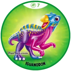 PaxToy.com  Фишка / POG / CAP / Tazo Зеленая фишка 07 Умные Динозавры - Iguanodon из OZMO: Динозавры 1 и 2