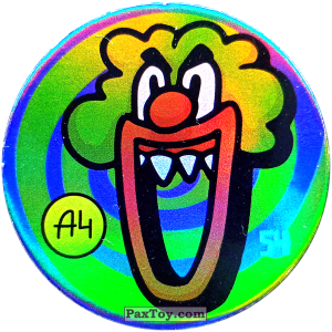 PaxToy.com  Фишка / POG / CAP / Tazo 54 Клоун (Блестящая) из Burger King: Фишка в Фишках