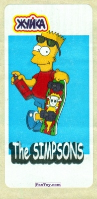 PaxToy.com  Наклейка / Стикер 05 Барт Симпсон - Хулиган - Голубой фон - (Узкая картинка по высоте) из Жуйка: The Simpsons