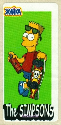 PaxToy.com  Наклейка / Стикер 05 Барт Симпсон - Хулиган - Зелёный фон - (Широкая картинка по высоте) из Жуйка: The Simpsons