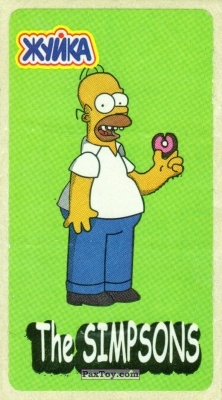 PaxToy.com  Наклейка / Стикер 02 Гомер Симпсон - Пончик - Зелёный фон - (Широкий размер и Полное заполнение) из Жуйка: The Simpsons
